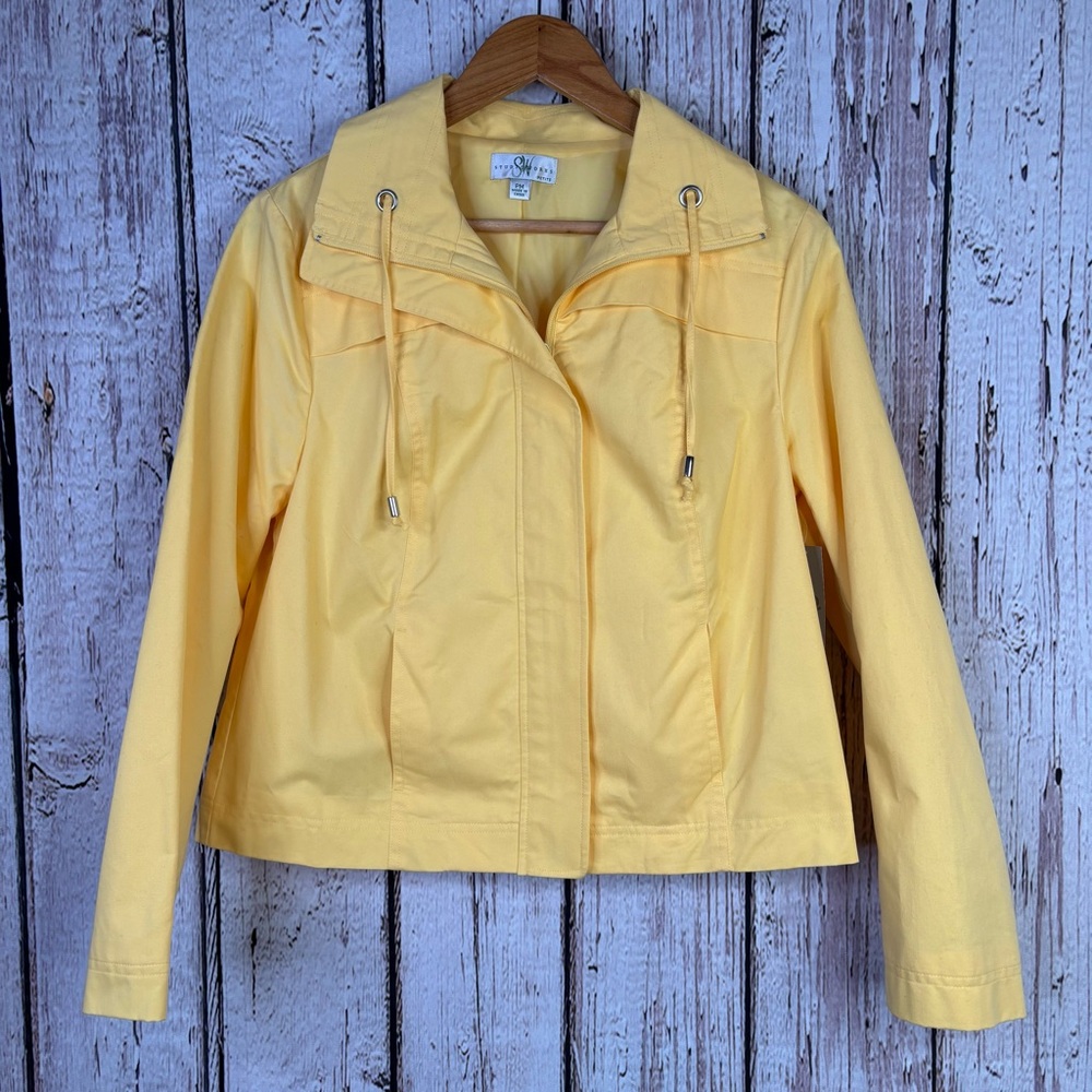🏷️NWT Studio Works Petite Jacket Petite Medium Lemon Sunrise Yellow *Small flaw*